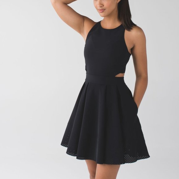 lululemon athletica Dresses & Skirts - Lululemon Away Dress in Black Tennis A Line Athletic Pockets Laser-cut